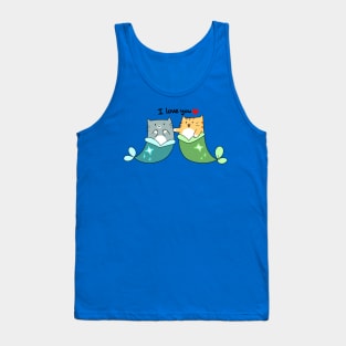 I Love You Blue MerCat and Orange MerTabby Tank Top